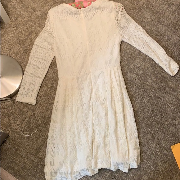 3/4 inch sleeve white lace dress - Picture 7 of 7